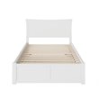 Pemberly Row Modern Solid Wood Full Platform Panel Bed w/ Trundle in White
