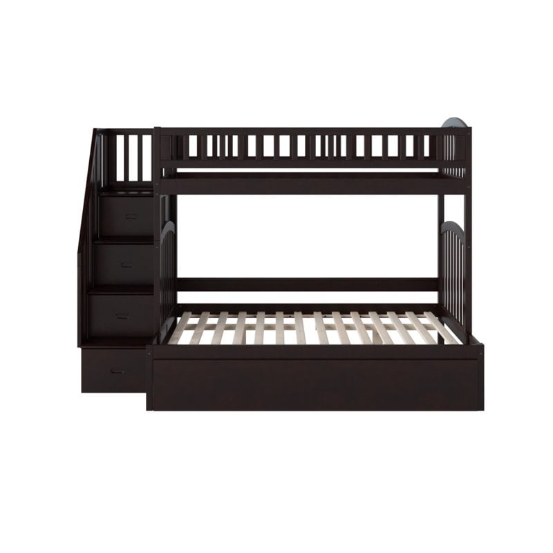 Pemberly Row Twin over Full Bunk Bed with Trundle in Espresso