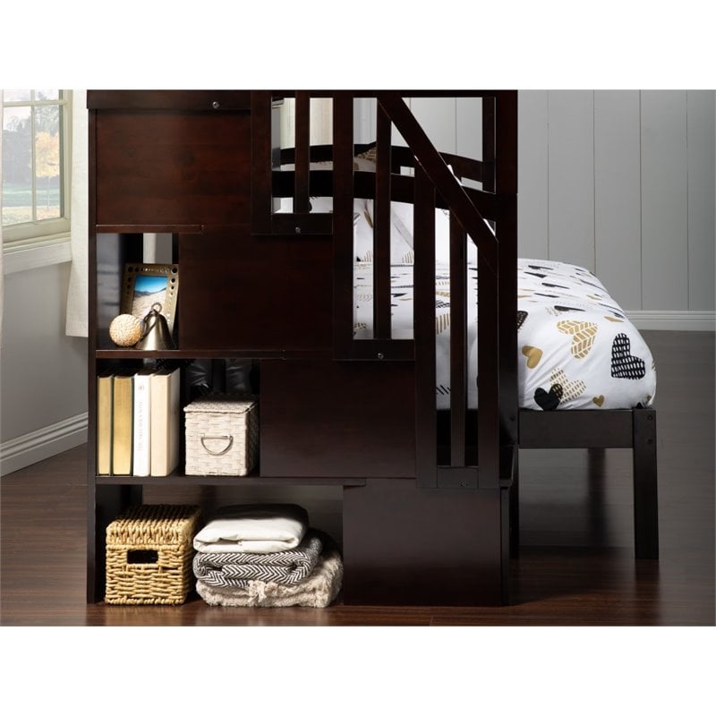 Pemberly Row Twin over Full Bunk Bed with Trundle in Espresso