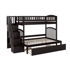 pemberly row twin over full bunk bed with trundle in espresso