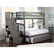 Pemberly Row Twin over Full Bunk Bed of Wood with Trundle in Gray
