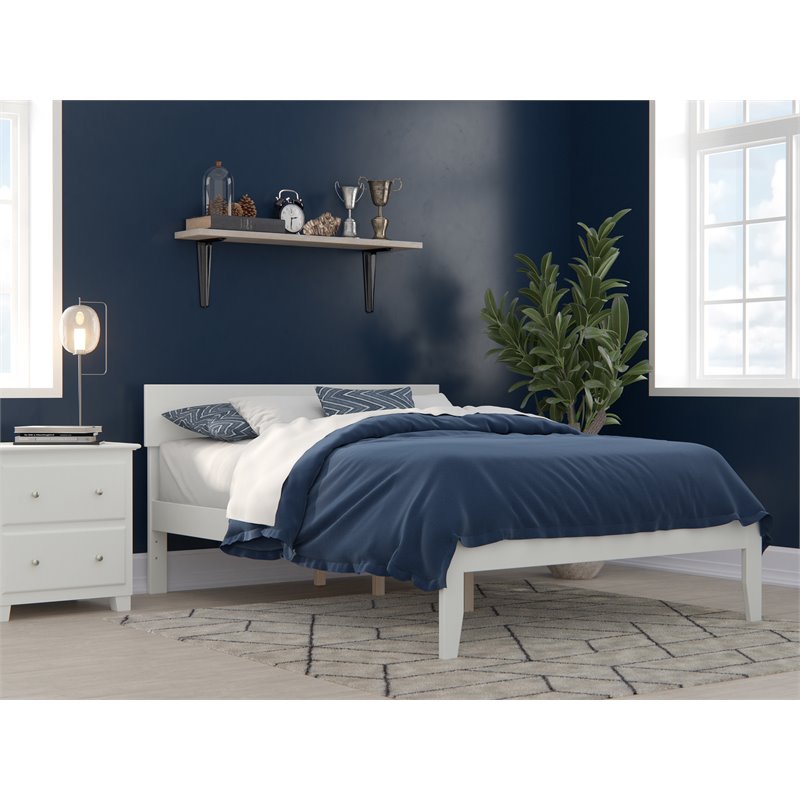 Pemberly Row Modern Solid Wood Full Size Platform Bed in White