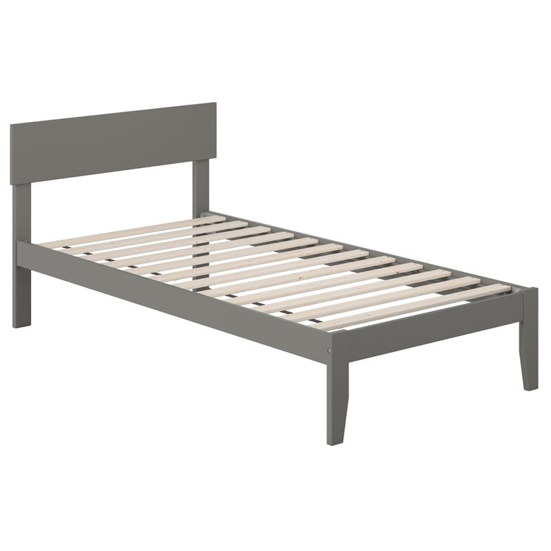 Pemberly Row Modern Solid Wood Twin Platform Bed with Slat Kit in Gray