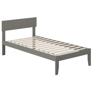 Pemberly Row Modern Solid Wood Twin Platform Bed with Slat Kit in Gray