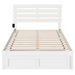 Pemberly Row Farmhouse Solid Wood Full Bed with Foot Drawer in White