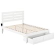 Pemberly Row Farmhouse Solid Wood Full Bed with Foot Drawer in White