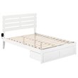 Pemberly Row Farmhouse Solid Wood Full Bed with Foot Drawer in White