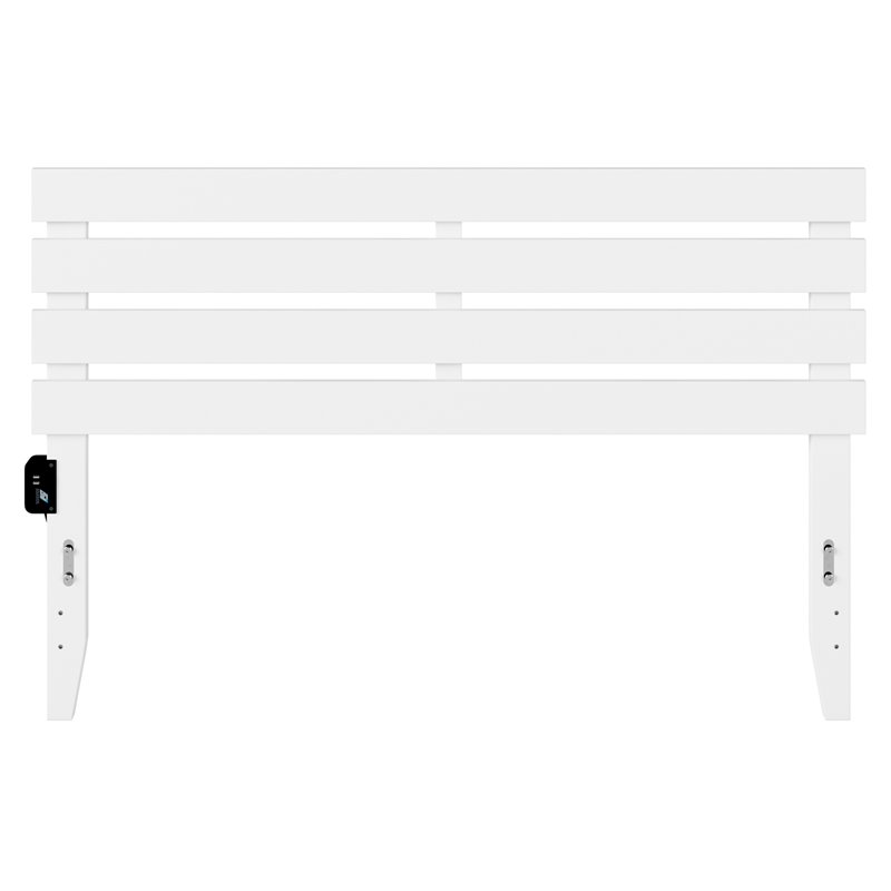 Pemberly Row Modern Solid Wood Queen Headboard with USB Charger in White