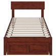 Pemberly Row Modern Solid Wood Twin Bed with Foot Drawer in Walnut
