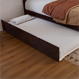 Pemberly Row Mid-Century Solid Wood Twin XL Trundle in Espresso