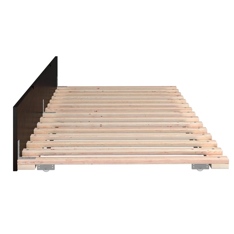 Pemberly Row Mid-Century Solid Wood Twin XL Trundle in Espresso