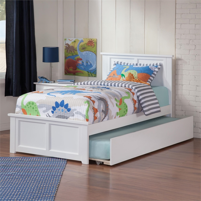 Pemberly Row Madison Twin XL Platform Bed  & Twin XL Trundle in White
