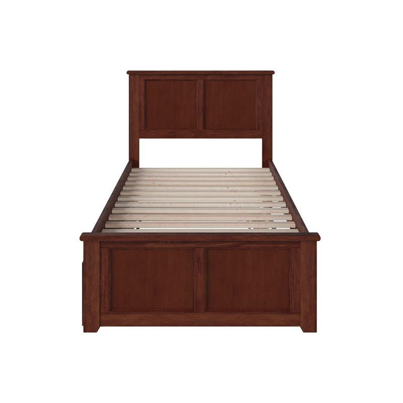 Pemberly Row Madison Twin XL Platform Bed & Twin XL Trundle in Walnut