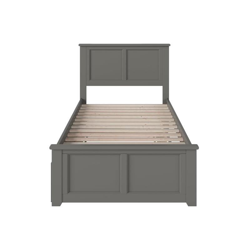 Pemberly Row Madison Twin XL Platform Bed  & Twin XL Trundle in Grey