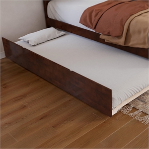 Pemberly Row Mid-Century Solid Wood Twin Extra Long Trundle in Walnut