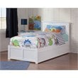 Pemberly Row Modern Solid Wood Twin XL Platform Bed w/ Twin XL Trundle in White