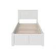 Pemberly Row Modern Solid Wood Twin XL Platform Bed w/ Twin XL Trundle in White