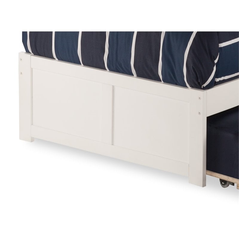 Pemberly Row Modern Solid Wood Twin XL Platform Bed w/ Twin XL Trundle in White