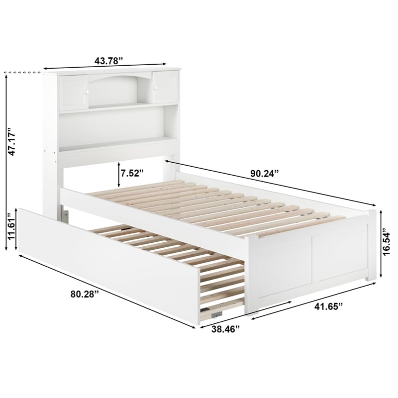 Pemberly Row Modern Twin XL Platform Storage Bed with Trundle in White