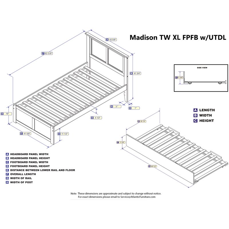 Pemberly Row Madison Twin XL Wood Platform Bed and Twin XL Trundle in Espresso