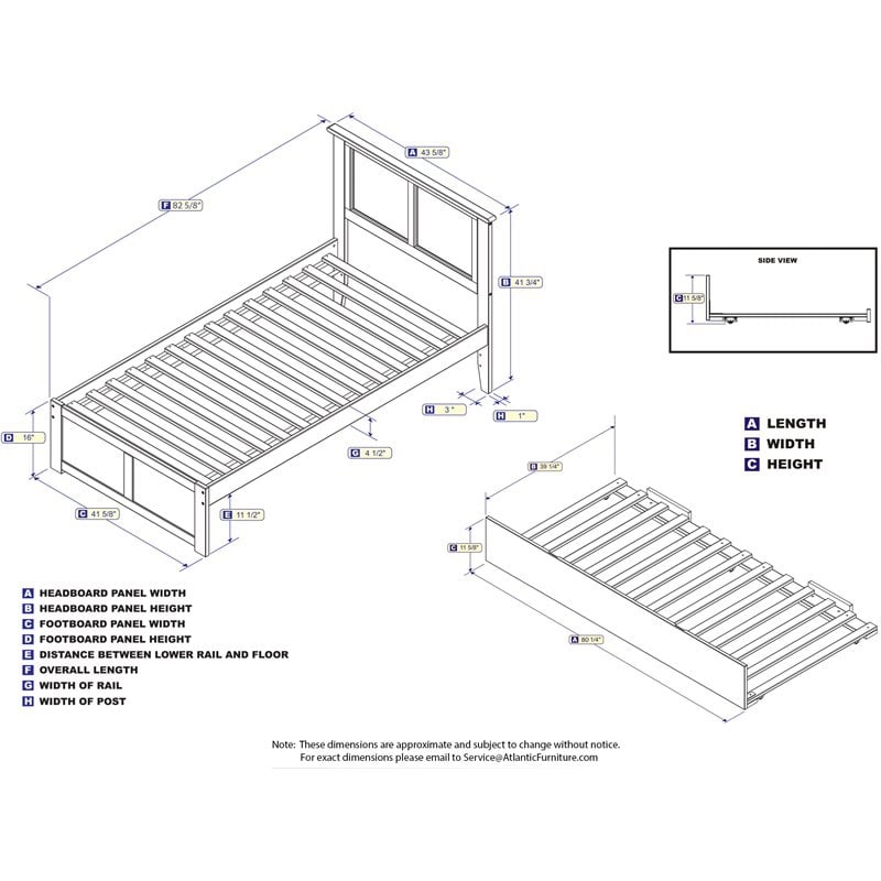 Pemberly Row Madison Twin XL Wood Platform Bed and Twin XL Trundle in White