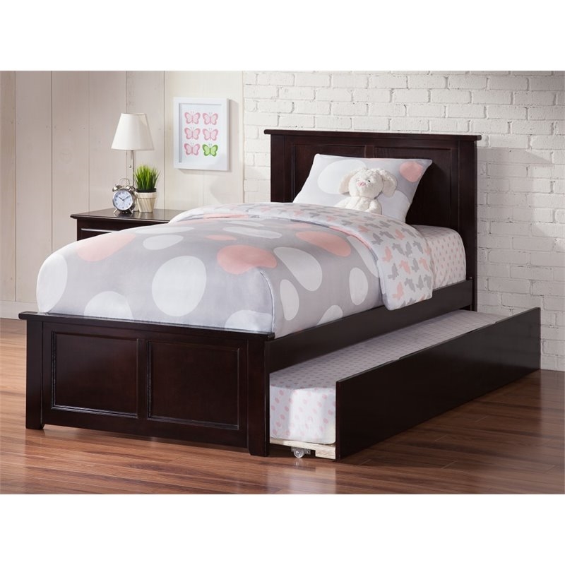 Pemberly Row Madison Twin XL Platform Bed  & Trundle in Espresso