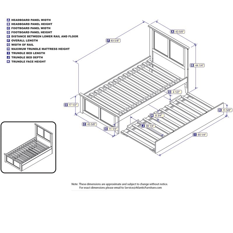 Pemberly Row Madison Twin XL Platform Bed  & Trundle in Espresso
