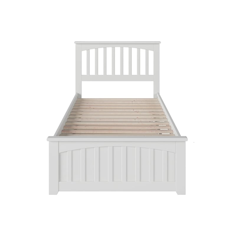 Pemberly Row Traditional Twin XL Platform Bed with Trundle in White