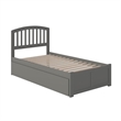 Pemberly Row Richmond Twin XL Wood Platform Bed with Footboard & Trundle in Grey