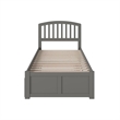 Pemberly Row Richmond Twin XL Wood Platform Bed with Footboard & Trundle in Grey
