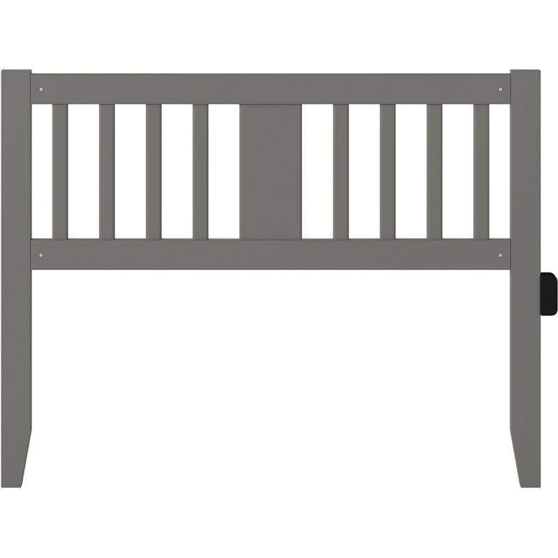 Pemberly Row Full Spindle Headboard with USB Turbo Charger in Gray