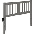 Pemberly Row Full Spindle Headboard with USB Turbo Charger in Gray