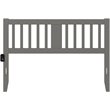 Pemberly Row Queen Spindle Headboard with USB Turbo Charger in Gray