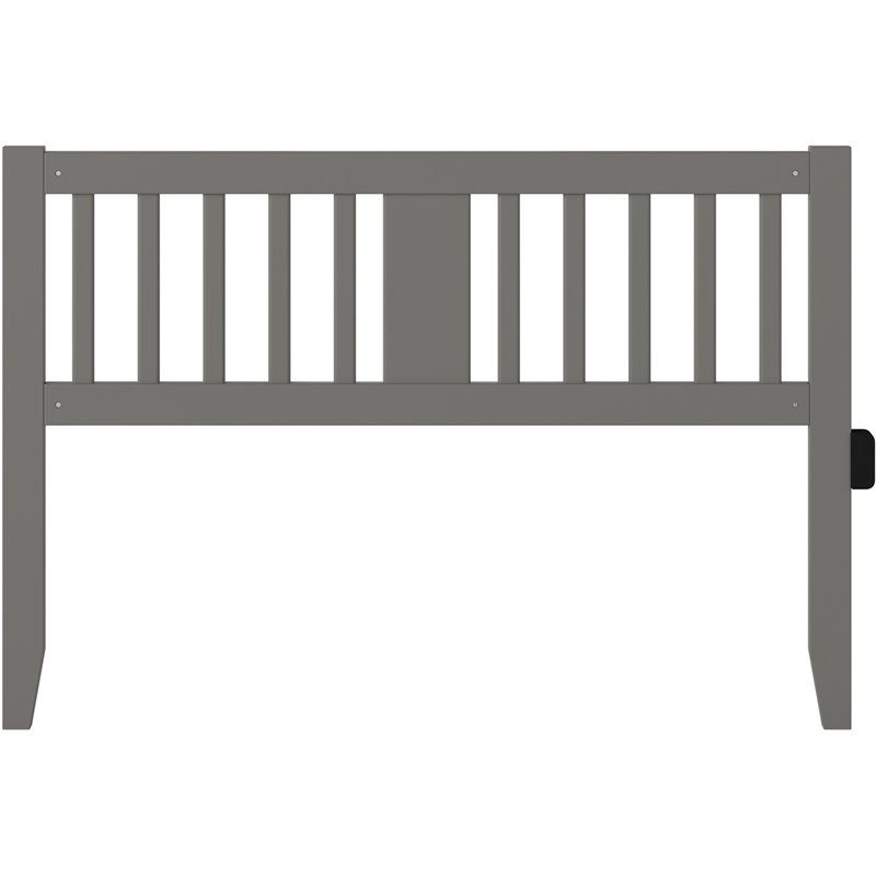 Pemberly Row Queen Spindle Headboard with USB Turbo Charger in Gray