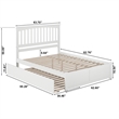 Pemberly Row Mission Queen Wood Platform Bed and Twin XL Trundle in White