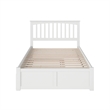 Pemberly Row Mission Queen Wood Platform Bed and Twin XL Trundle in White