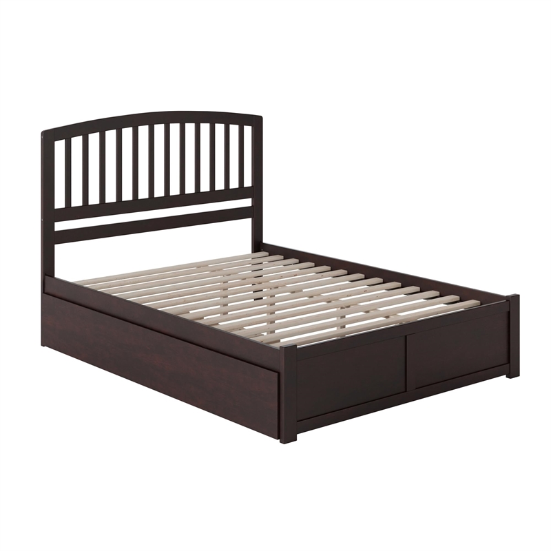 Pemberly Row Richmond Queen Wood Platform Bed and Twin XL Trundle in Espresso