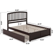 Pemberly Row Richmond Queen Wood Platform Bed and Twin XL Trundle in Espresso