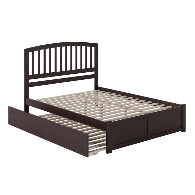 Pemberly Row Richmond Queen Wood Platform Bed and Twin XL Trundle in Espresso