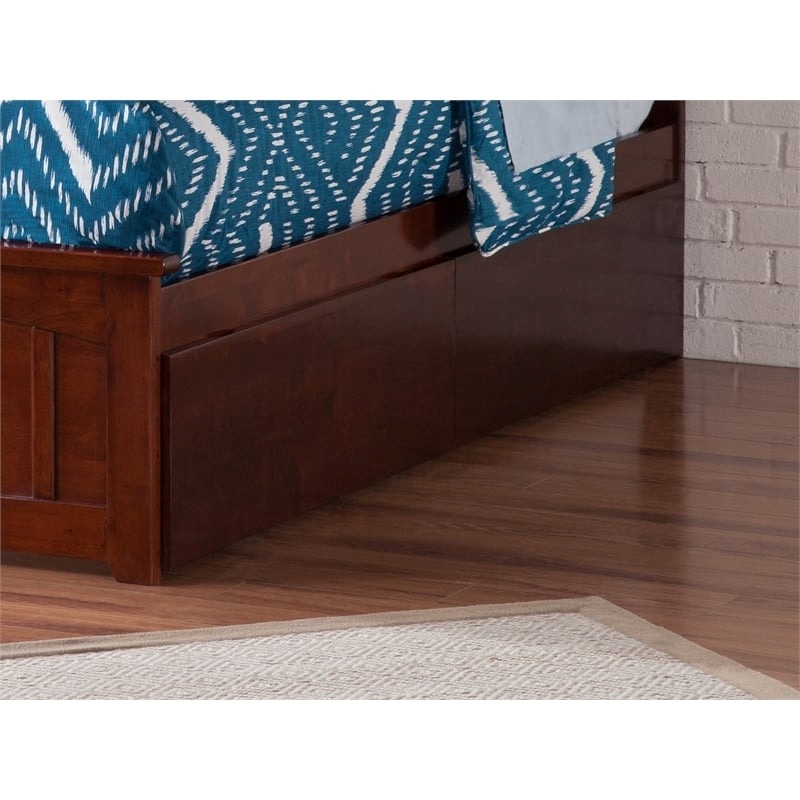 Pemberly Row Farmhouse Solid Wood Twin/Full Bed Drawer in Walnut (Set of 2)
