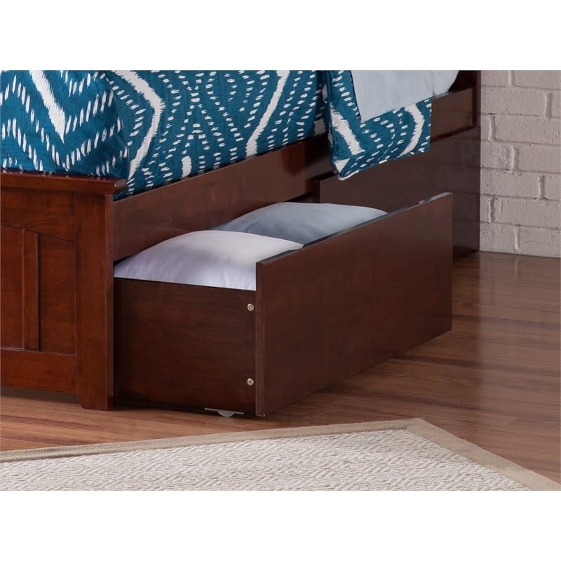 Pemberly Row Farmhouse Solid Wood Twin/Full Bed Drawer in Walnut (Set of 2)