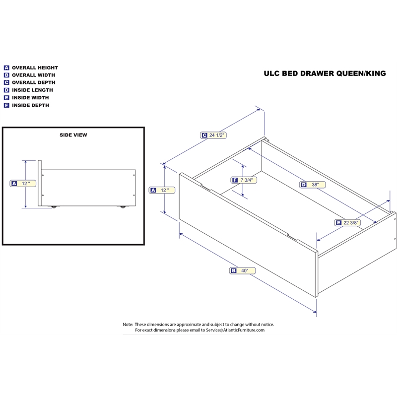 Pemberly Row Urban Queen King Bed Drawer in White (Set of 2)