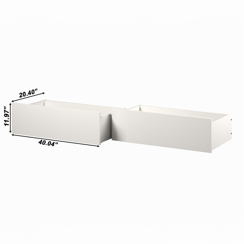 Pemberly Row Urban Queen King Bed Drawer in White (Set of 2)