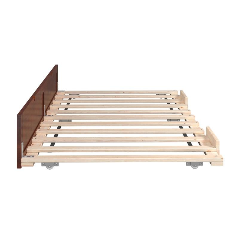 Pemberly Row Modern Solid Wood Twin Size Panel Trundle in Walnut