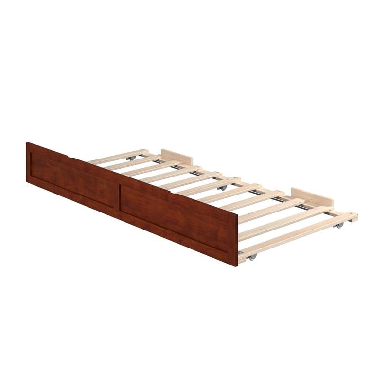 Pemberly Row Modern Solid Wood Twin Size Panel Trundle in Walnut