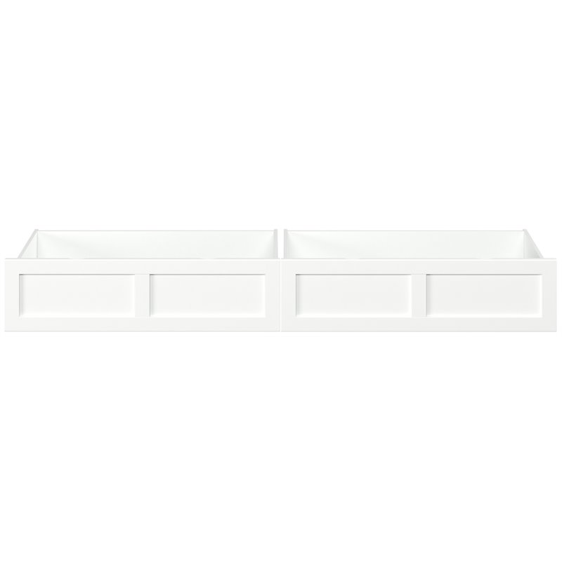 Pemberly Row Transitional Solid Wood Twin-Full Bed Drawer in White (Set of 2)