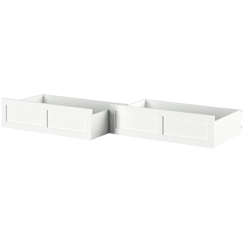Pemberly Row Transitional Solid Wood Twin-Full Bed Drawer in White (Set of 2)