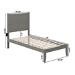 Pemberly Row Transitional Solid Wood Twin Bed with USB Charger in Gray