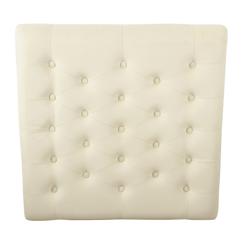 Pemberly Row Traditional Wood and Fabric Tufted Ottoman with Storage in Cream