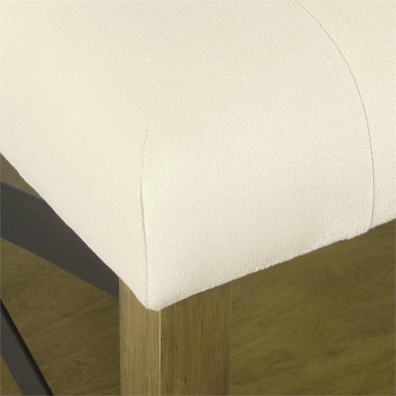 Pemberly Row Traditional Wood and Fabric Tufted Ottoman with Storage in Cream